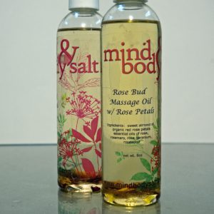 8 ounce bottle of Rose Bud Massage Oil